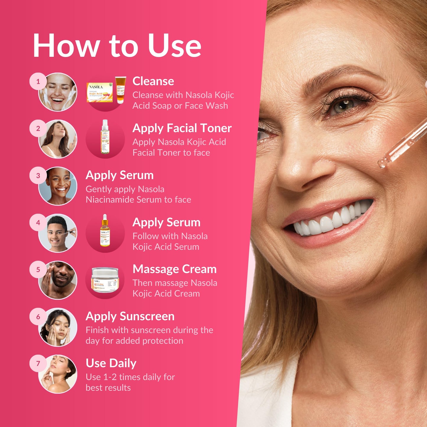 Nasola Niacinamide Serum w/Zinc PCA Vitamin E for Complexion Revitalization, Hydrating, Pore Minimizer & Hyaluronic Acid for Anti Aging