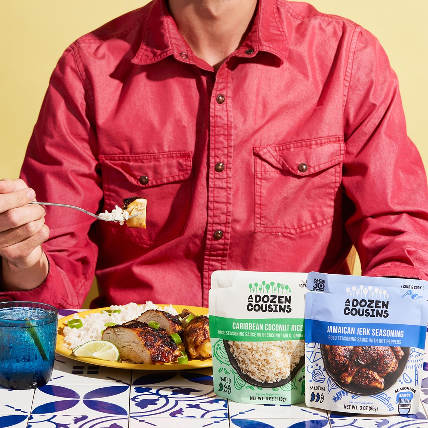 A Dozen Cousins Rice Seasoning Sauce Packets - Season and Prepare Your Own Rice Dishes - 10 Pack - Caribbean Coconut Rice - 4 oz Packet