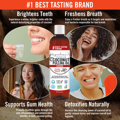 Kapuluan Coconut Oil Pulling for Teeth and Gums Mouthwash, 100% Pure and Natural, Non-GMO, Ayurvedic – Refreshing Cinnamon Essential Oils