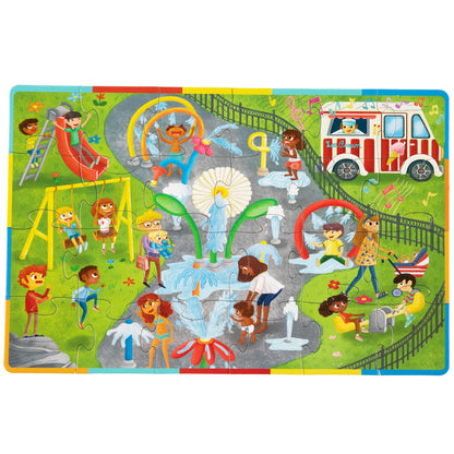 Upbounders Splash Parks and Ice Cream Cones - Double-Sided 24 Piece Kids Puzzle - Colorful Preschool Puzzle for Toddlers Ages 3+ (Multicultural)