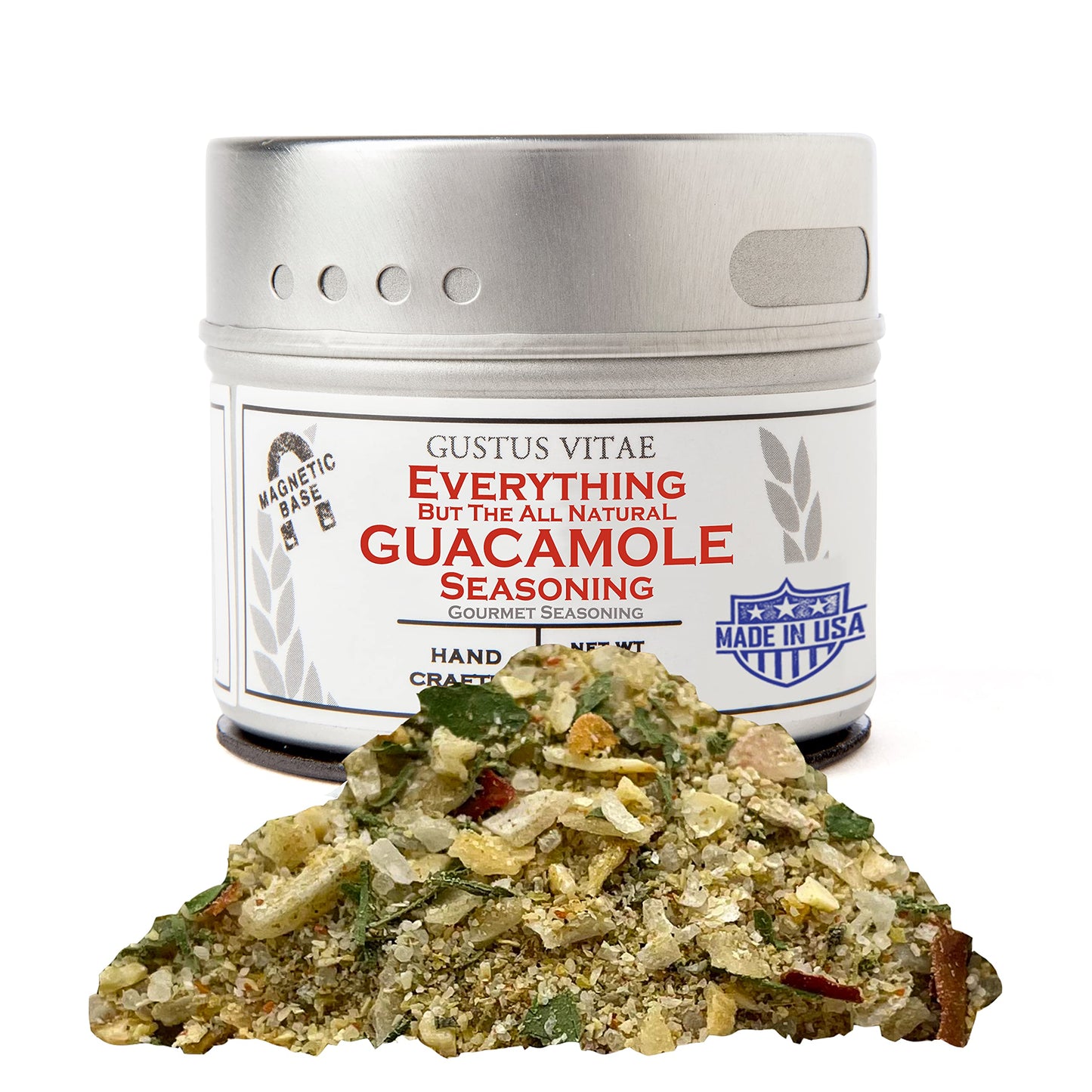 Everything But the All Natural Guacamole Seasoning | Gourmet Spice Blend | Non GMO, All Natural | Handmade in Small Batches in USA | Artisanal Seasoning Mix | Magnetic Tin | GLP-1 Friendly | Sustainably Sourced Rub | Ultra Premium | Gustus Vitae | #843