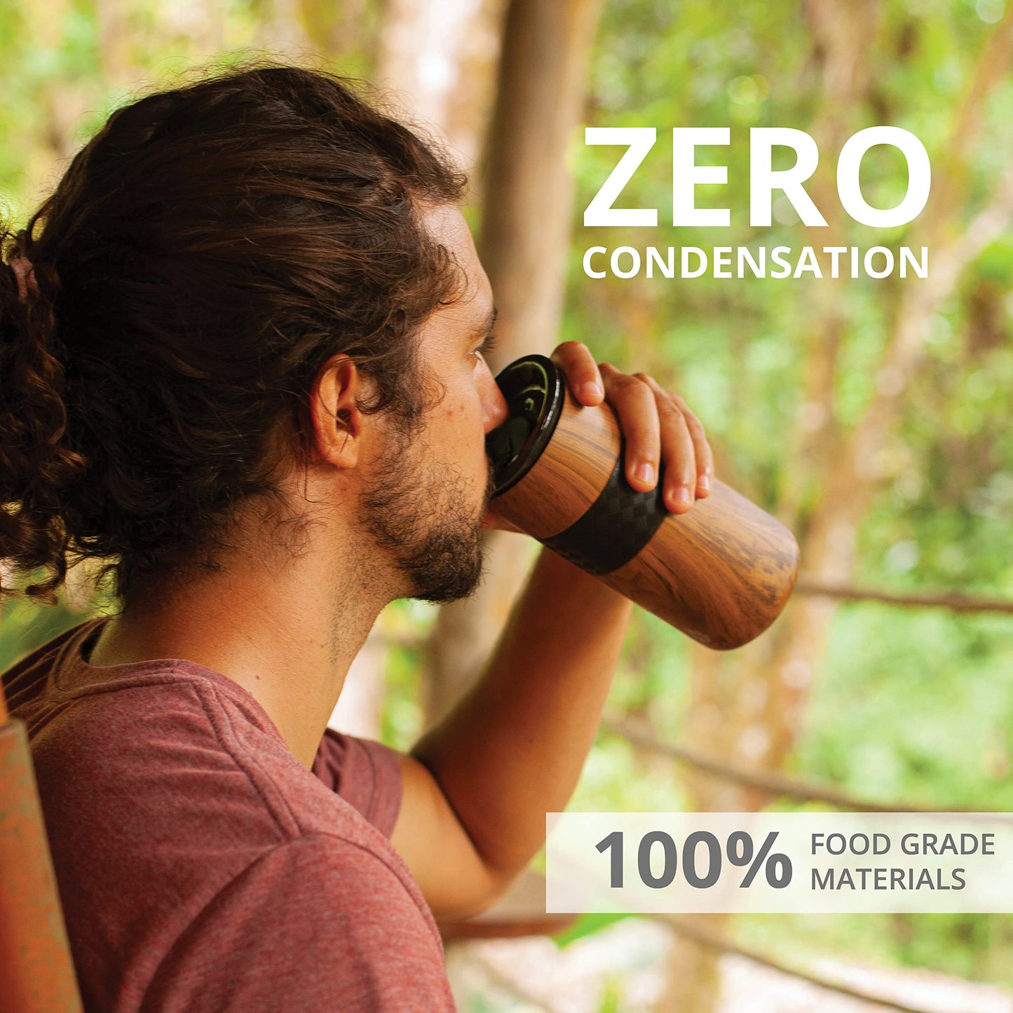 Elemental Artisan Insulated Tumbler, Triple Wall Coffee Travel Mug, Reusable Stainless Steel Coffee Tumbler with Ceramic Lid, Thermal Coffee Cups for Hot (6 Hrs) & Cold (18 Hrs), 16oz - Teakwood