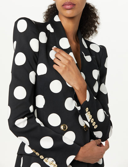 Sergio Hudson, Double Breast Polka Dot Blazer, 2, Onyx & Ivory