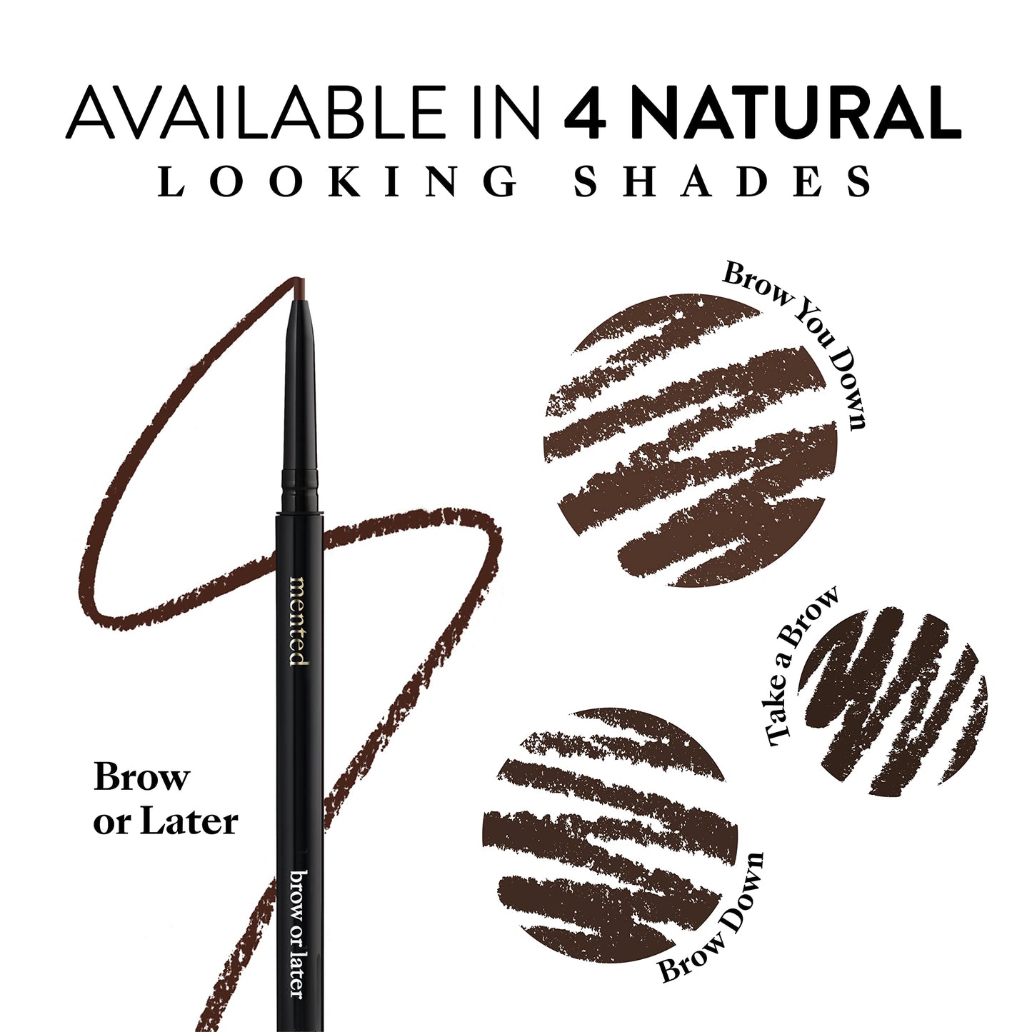 Mented Cosmetics | Eyebrow Pencil, Eyebrow Stencil, Eyebrow Brush, High Brow Pencil with Spoolie | Natural Looking Brows, All Day Wear | Cruelty-Free, Brow Or Later (Medium Brown)