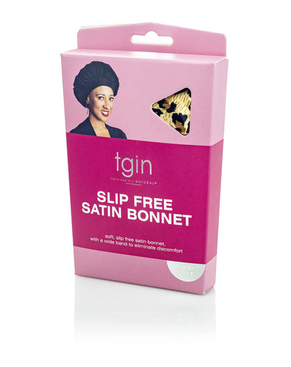 tgin Slip Free Satin Bonnet for Women - Protective - Wavy - Natural Hair - Curly Hair - 3 Pack (Pink, Black, Leopard Print)