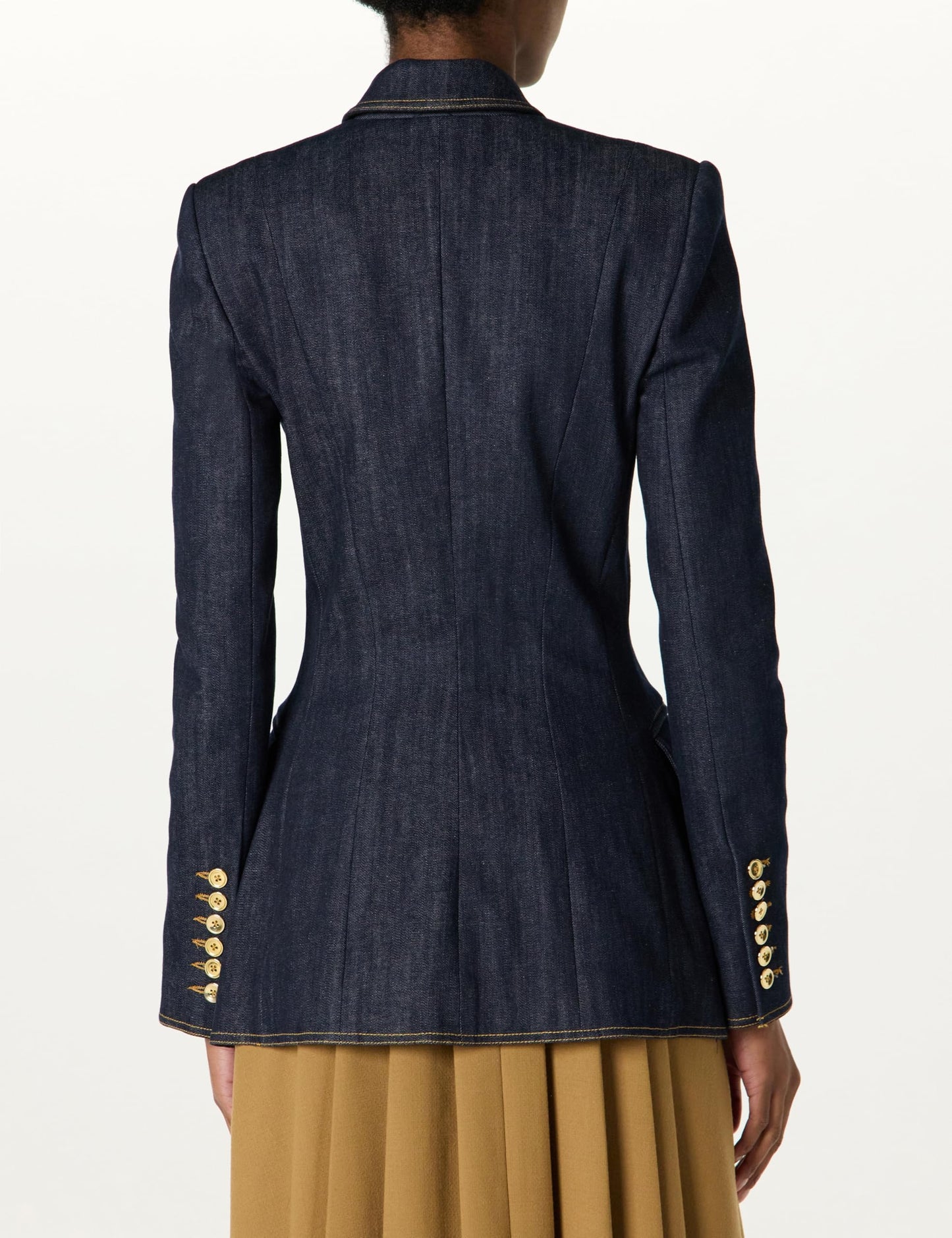 Sergio Hudson, Fitted Double Breast Jacket, 2, Dark Wash Denim