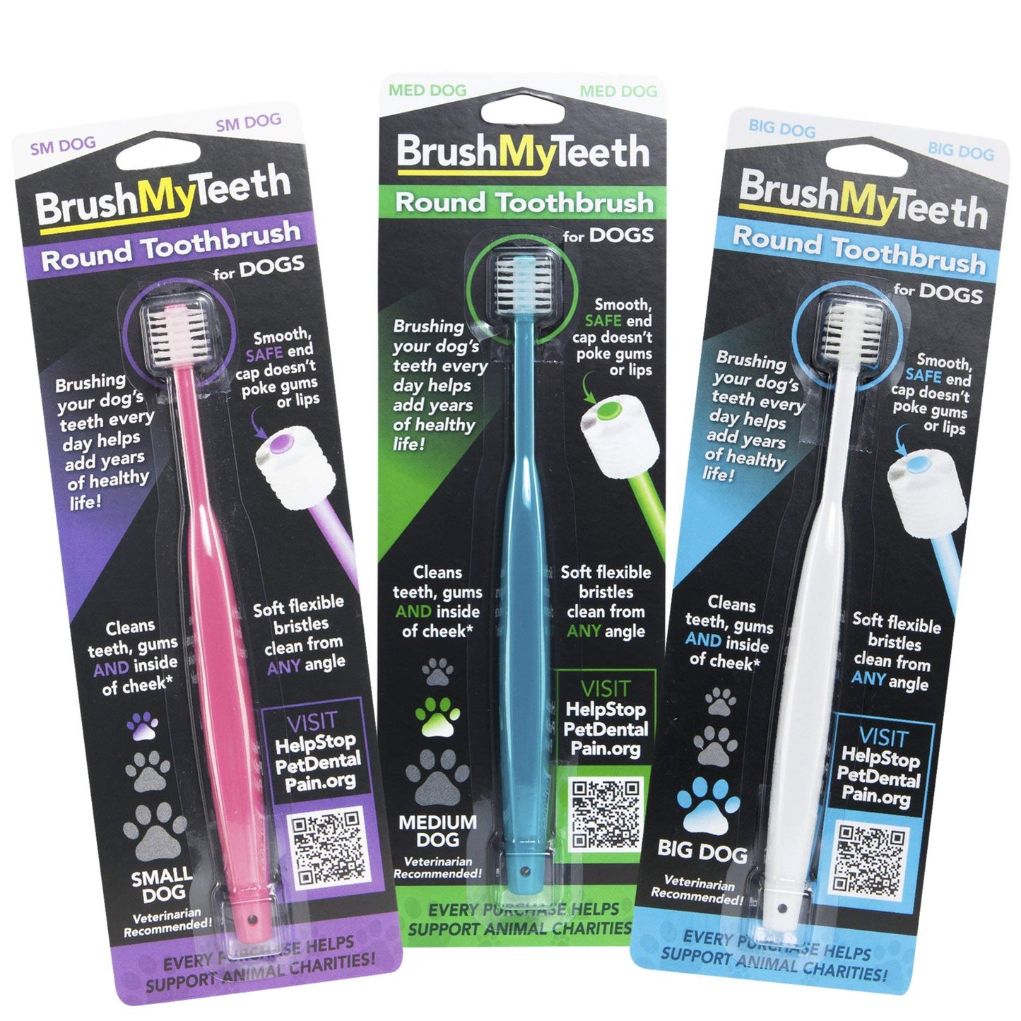 Brush My Teeth Big Dog Toothbrush, Rounded Brush Head with Soft Flexible Bristles for Safe and Gentle Brushing for Dogs, Any Large Breed or Puppy, Daily Brushing Adds Years of Healthy Life