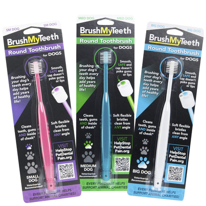 Brush My Teeth Big Dog Toothbrush, Rounded Brush Head with Soft Flexible Bristles for Safe and Gentle Brushing for Dogs, Any Large Breed or Puppy, Daily Brushing Adds Years of Healthy Life