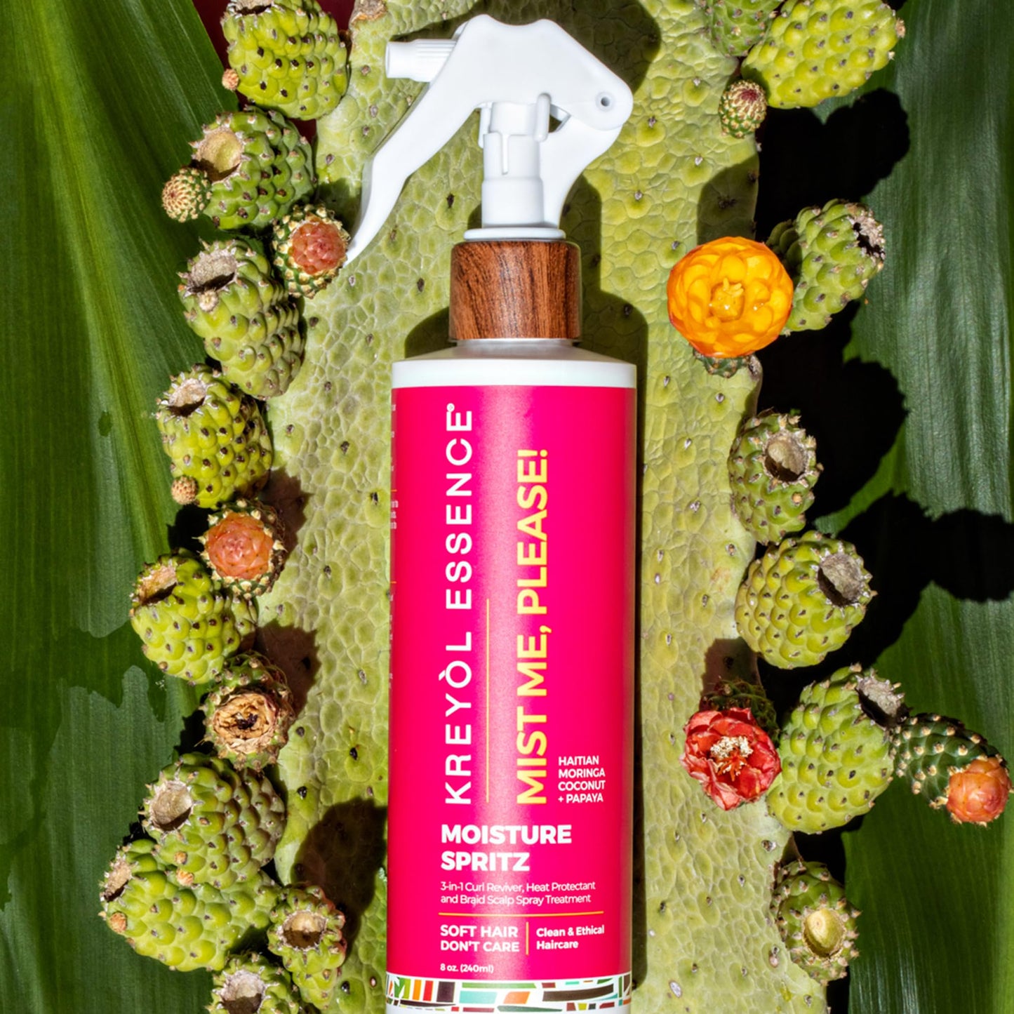 Kreyol Essence - 8 Oz Moisture Hair Mist Spray, Multi-use Spray to Protect & Refresh, Condition & Repair Hair, Haitian Moringa Coconut Papaya, Hair Care