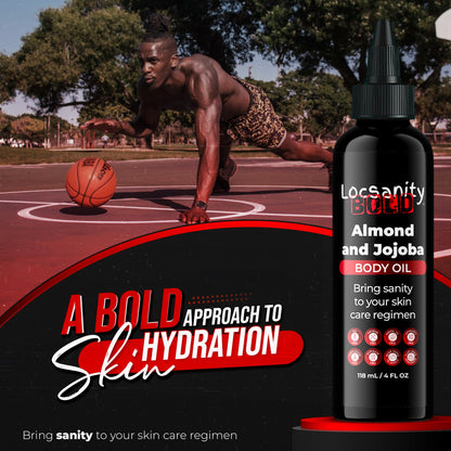 Locsanity Men's Body Oil, Jojoba Seed, Sweet Almond, Extra Virgin Olive, Coconut, Apricot Seed, Grapeseed, Marula, Aloe Vera 4oz