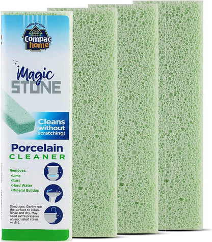 COMPAC HOME Magic-Stone Porcelain Cleaner, Green Product, Made from Recycled Glass, Scouring Stick Toilet Cleaner, Removes Stubborn Lime Stains from Porcelain or Bathroom Fixtures, 4 Count