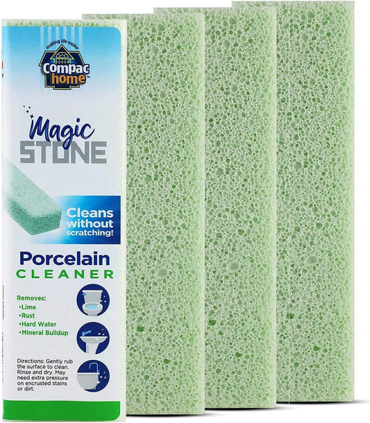 COMPAC HOME Magic-Stone Porcelain Cleaner, Green Product, Made from Recycled Glass, Scouring Stick Toilet Cleaner, Removes Stubborn Lime Stains from Porcelain or Bathroom Fixtures, 4 Count