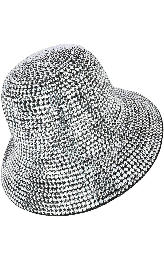 2Chique Boutique Women's Rhinestone Embellished Bucket Hat Silver