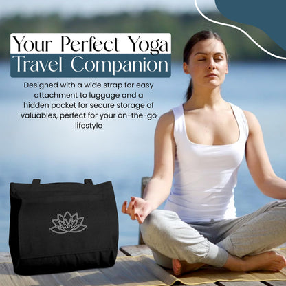 Hygge Beaute Black Yoga Bag for Women with Yoga Mat Carrier Bag for Small Sized Mats (17"x13.75"x5")-Canvas Shoulder Handbag Nurse Women Tote Bag for Workout, Travel, Beach, Yoga and Gym