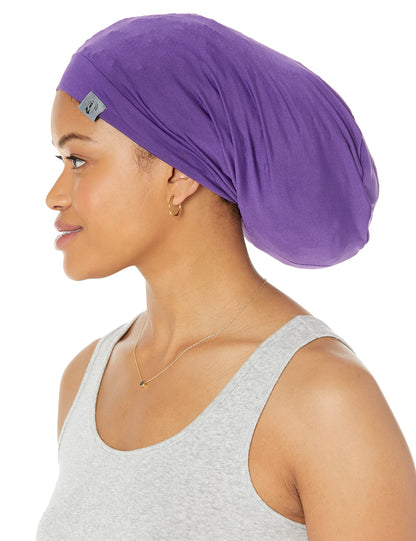 Fairy Black Mother Stretch Hair Cap for All Dreadlocks Locs Kinky and Curly (Medium, Plum Purple)