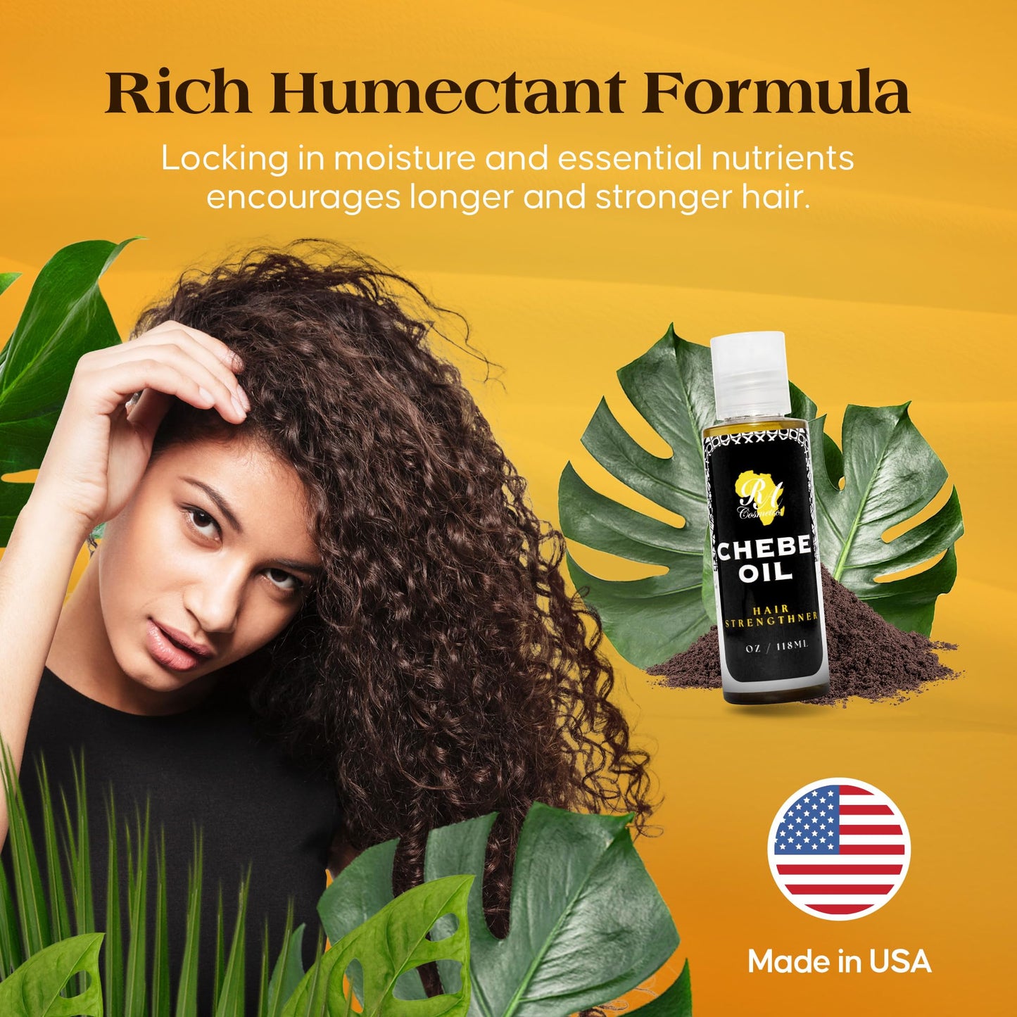 RA COSMETICS Chebe Oil- Hair Strengthening And Growth Enhancing, Moisture-Rich Formula with Chebe, Natural Oil - Rich In Nutrients - Promote Elasticity, Prevents Breakage, Nourishes Scalp-4oz
