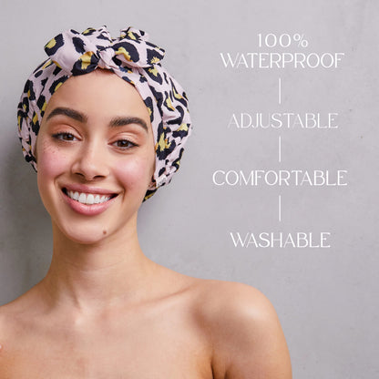 GRACE & COMPANY Luxury Shower Cap For Women - 100% Waterproof, Reusable, Washable & Breathable Shower Caps - Lucie