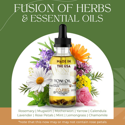 USA Made Yoni Oil, Restores pH Balance, Relieves Drynesss Mint Fresh Feminine Care Oil, Reduces Odor, All Natural, Herbal Yoni Blend Tea Tree, Mint, Lemongrass, Jasmine & Chamomile