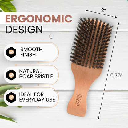 SHASH Since 1869: Handmade in Germany - The Go-To 100% Boar Bristle Hair Brush for Thin to Normal Hair | Naturally Conditions, Improves Texture, Exfoliates, and Stimulates the Scalp