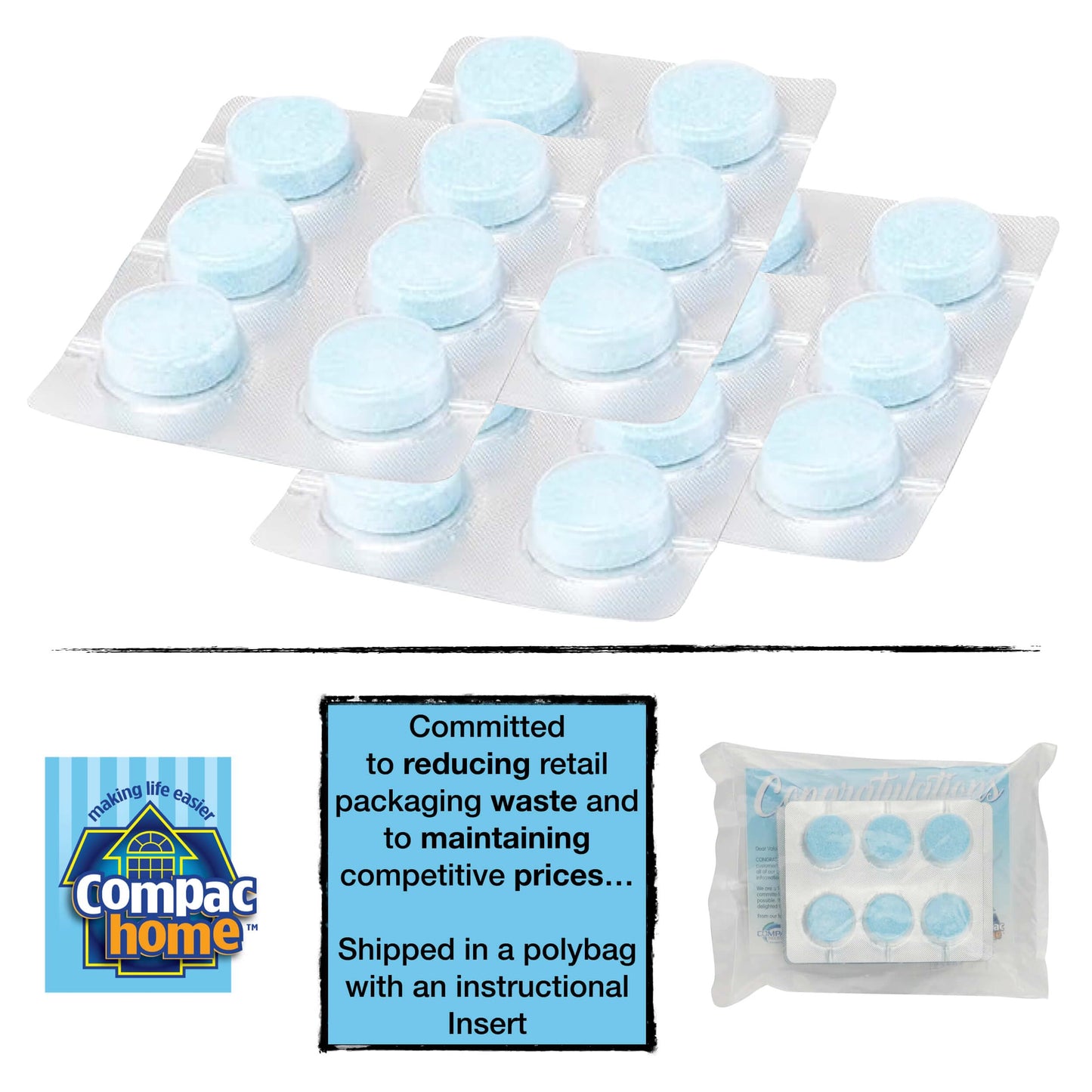 Compac Home Plink Fizzy Sink Drain Cleaner and Deodorizer, Air Fresheners for Kitchen Sink, Home Accessory Cleaning Products for Kitchen, Drain Cleaner, Lemon, 6 Count (Pack of 4), 24 Tablets