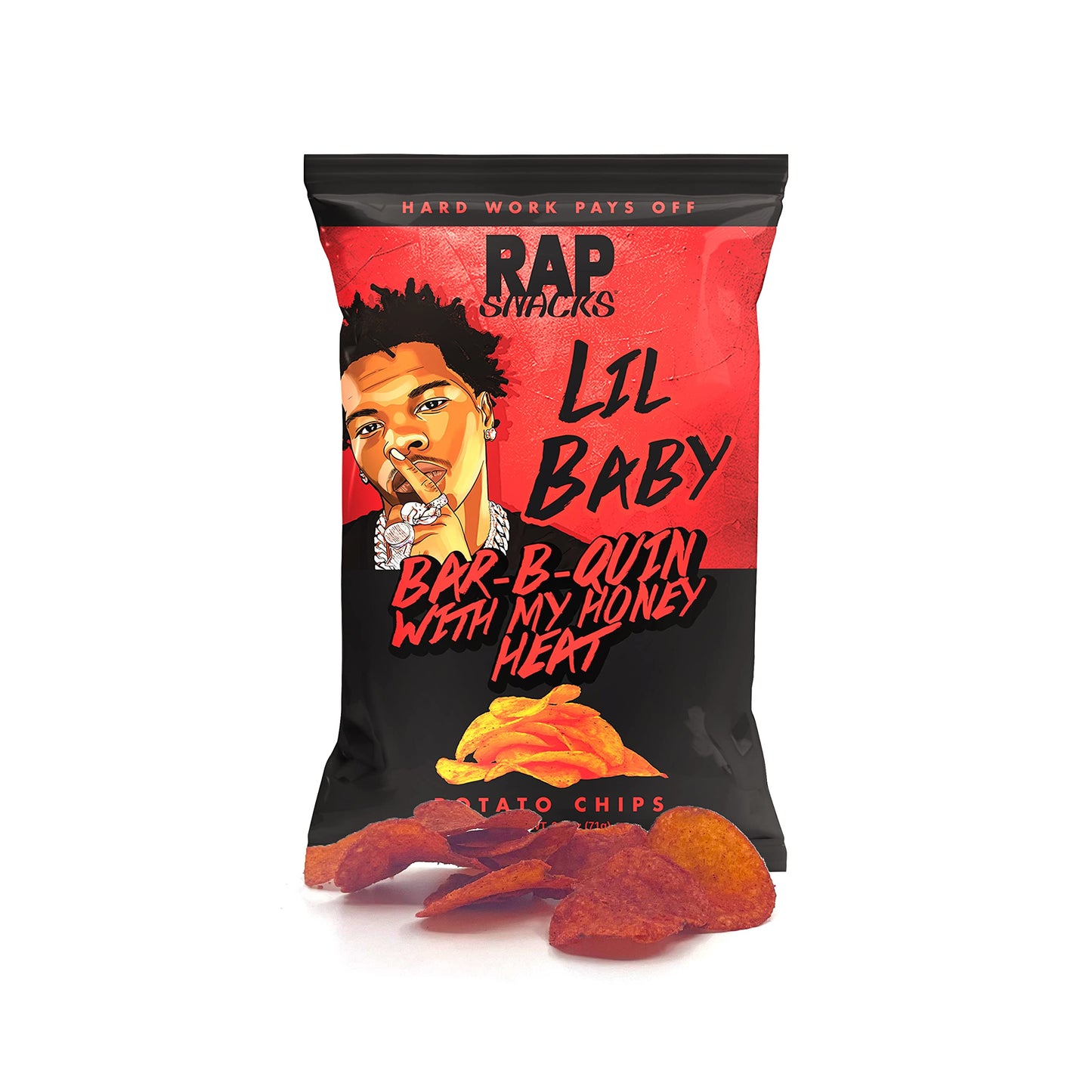 Rap Snacks Lil Baby Bar-B-Quin' With My Honey Heat Potato Chips 2.5 Oz Bags - Pack of 12