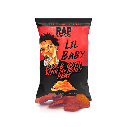 Rap Snacks Lil Baby Bar-B-Quin' With My Honey Heat Potato Chips 2.5 Oz Bags - Pack of 12