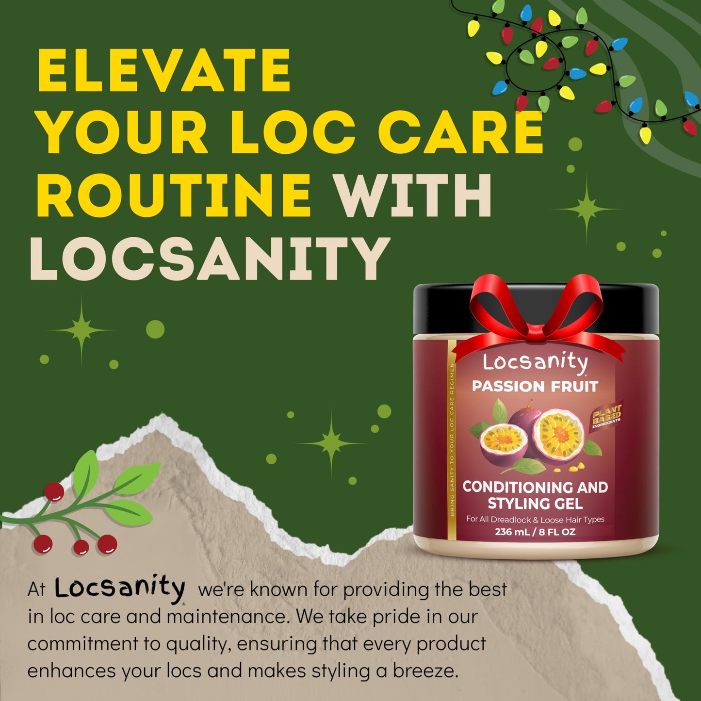 Locsanity Passion Fruit Conditioning and Styling Hair Gel – Braiding Gel for Dreadlocks, Twists and Sisterlocks, Loose Natural Hair, and All Types of Locs