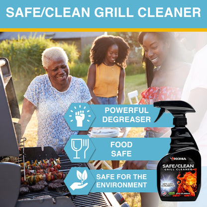 Coil Grill Brush & Grill Spray Cleaner - Safe/Clean Bristle-Free BBQ Grill Brush & Heavy-Duty, No-Drip Grill Spray, Eco-Friendly Degreaser (23 oz) - Perfect for Outdoor Grilling & Cleaning