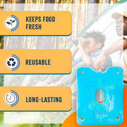 Kona Large Reusable Ice Packs for Coolers – Cooler Ice Packs with Turtle Design for Long-Lasting Cold, Freezer Packs, Ice Packs Cooler – Ideal for Camping, Travel, and Lunchboxes (Set of 4)