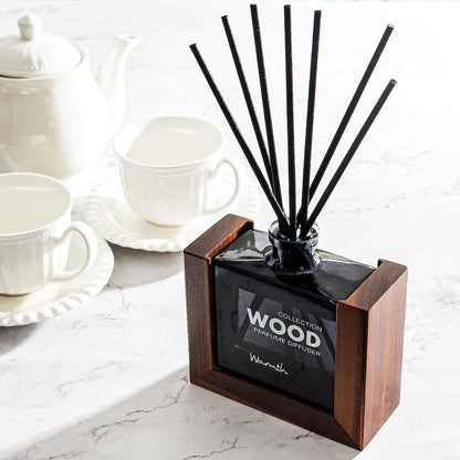 Scent Décor Luxury Reed Diffuser for Home Set with Scented Sticks and Essential Oil Refill in Glass Bottle, Decorative Wooden Frame – Warmth Fragrance for Bedroom Bathroom Office (5.6oz)