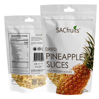 SACFruits All Natural Delicious Dried Pineapple Slices | Non-GMO | Unsweetened & Unsulfured – Lean, Vegan & Paleo Friendly Snacks (3 bags x 1.7oz)