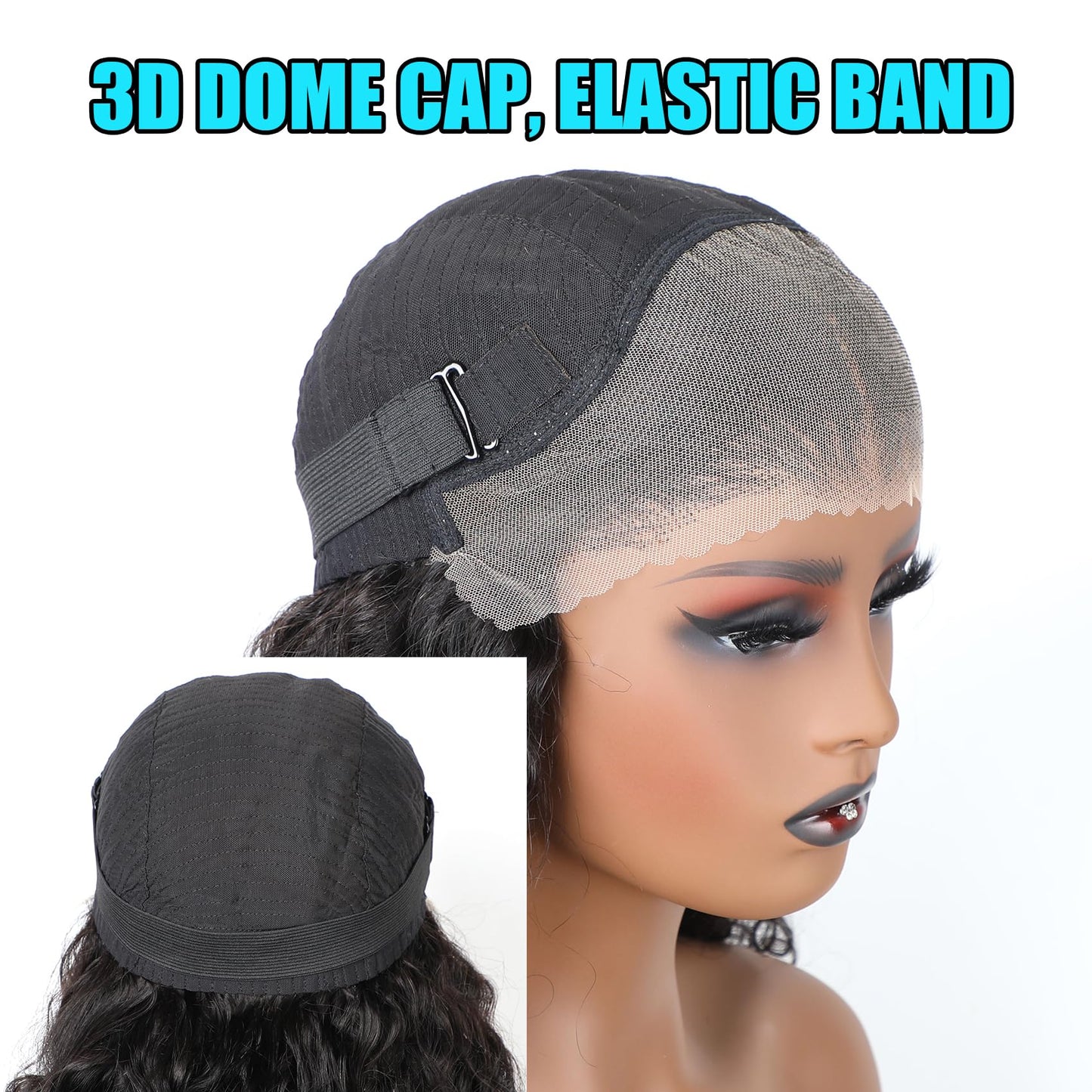 BLY Wear and Go Glueless Wig 13x4 Full HD Skinlike Lace Frontal Wigs Human Hair Pre Cut Lace Pre Plucked Loose Deep Wave Hair Ready to Wear Wig for Women Natural Black Color 24 Inch