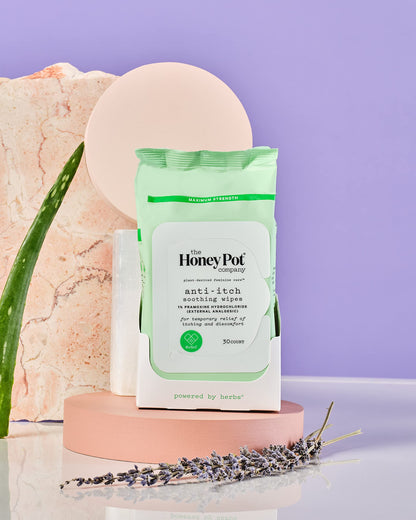 The Honey Pot Company - Feminine Anti-Itch Soothing Wipes & Anti-Itch Spray Bundle - At Home or On the Go Medicated Wipes & Spray to Relieve Itching & Discomfort - Maximum Strength - Feminine Care