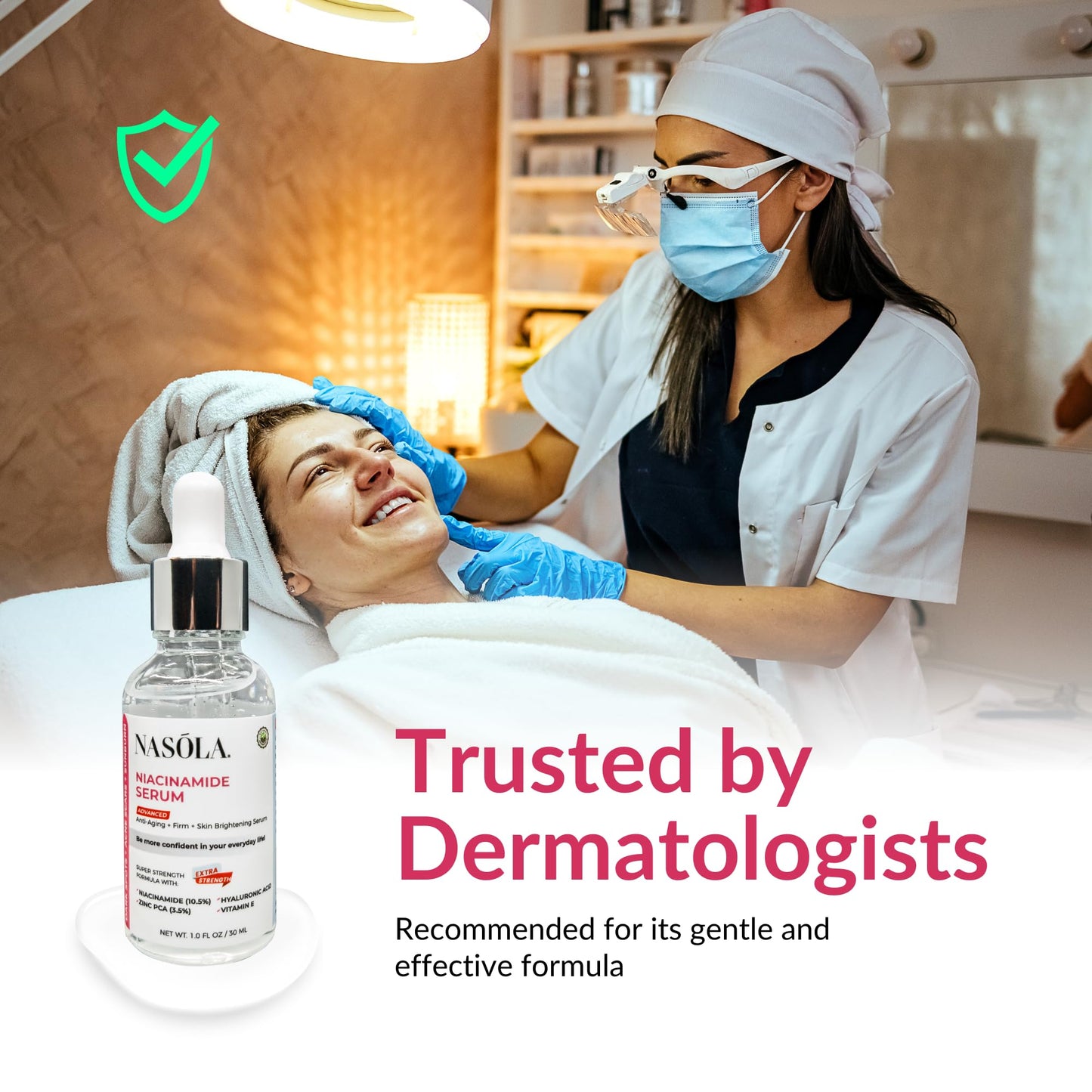 Nasola Niacinamide Serum w/Zinc PCA Vitamin E for Complexion Revitalization, Hydrating, Pore Minimizer & Hyaluronic Acid for Anti Aging