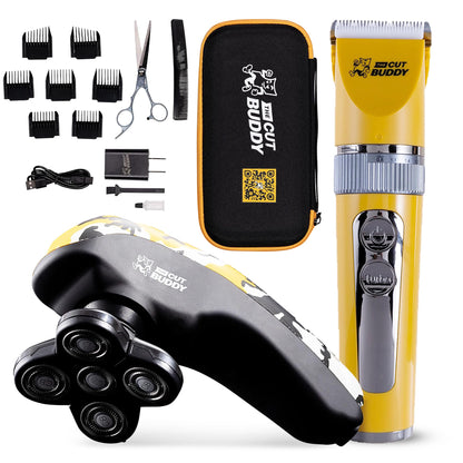 Bald Buddy Head Shavers & Hair Clipper Set | Use Wet or Dry | Electric + Cordless | Bundle for Bald & Bearded Men | The Cut Buddy