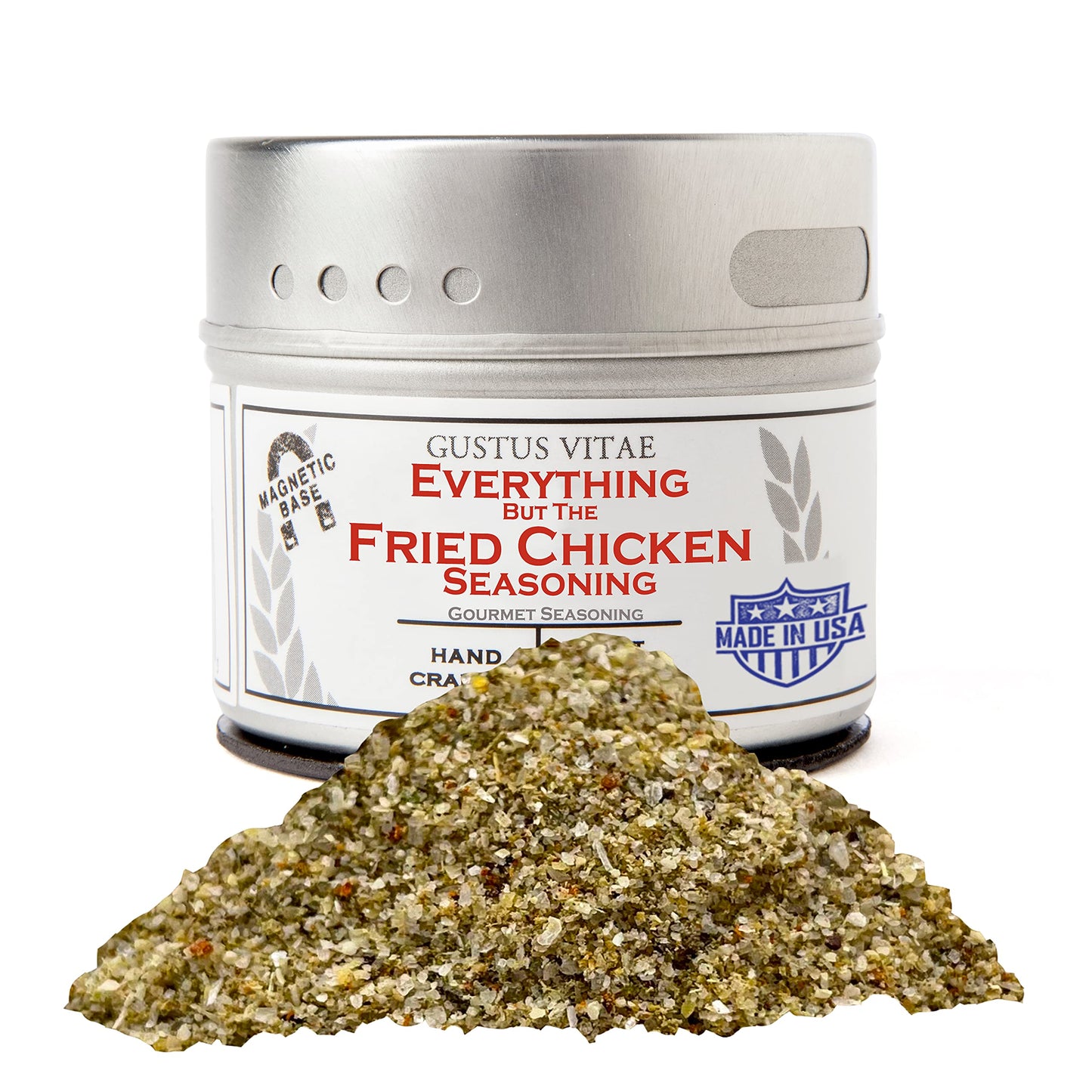 Everything But The Fried Chicken Seasoning | Gourmet Spice Blend | Non GMO, All Natural | Handmade in Small Batches in USA | Artisanal Seasoning Mix | Magnetic Tin | GLP-1 Friendly | Sustainably Sourced Rub | Ultra Premium | Gustus Vitae | #843