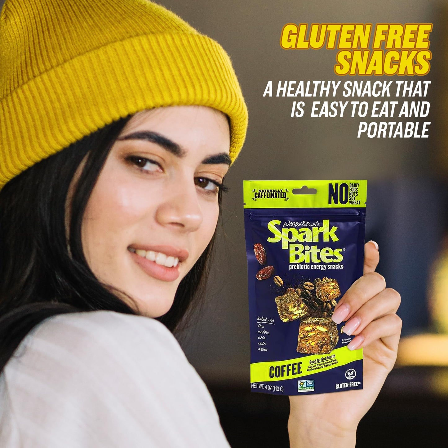 SPARK BITES - Coffee (Pack of 6) Allergen Free Vegan Healthy Energy Snack - A Steady Release of Wholesome Energy with NONE OF THE TOP 8 ALLERGENS - Vegan, Non-GMO, Gluten-Free