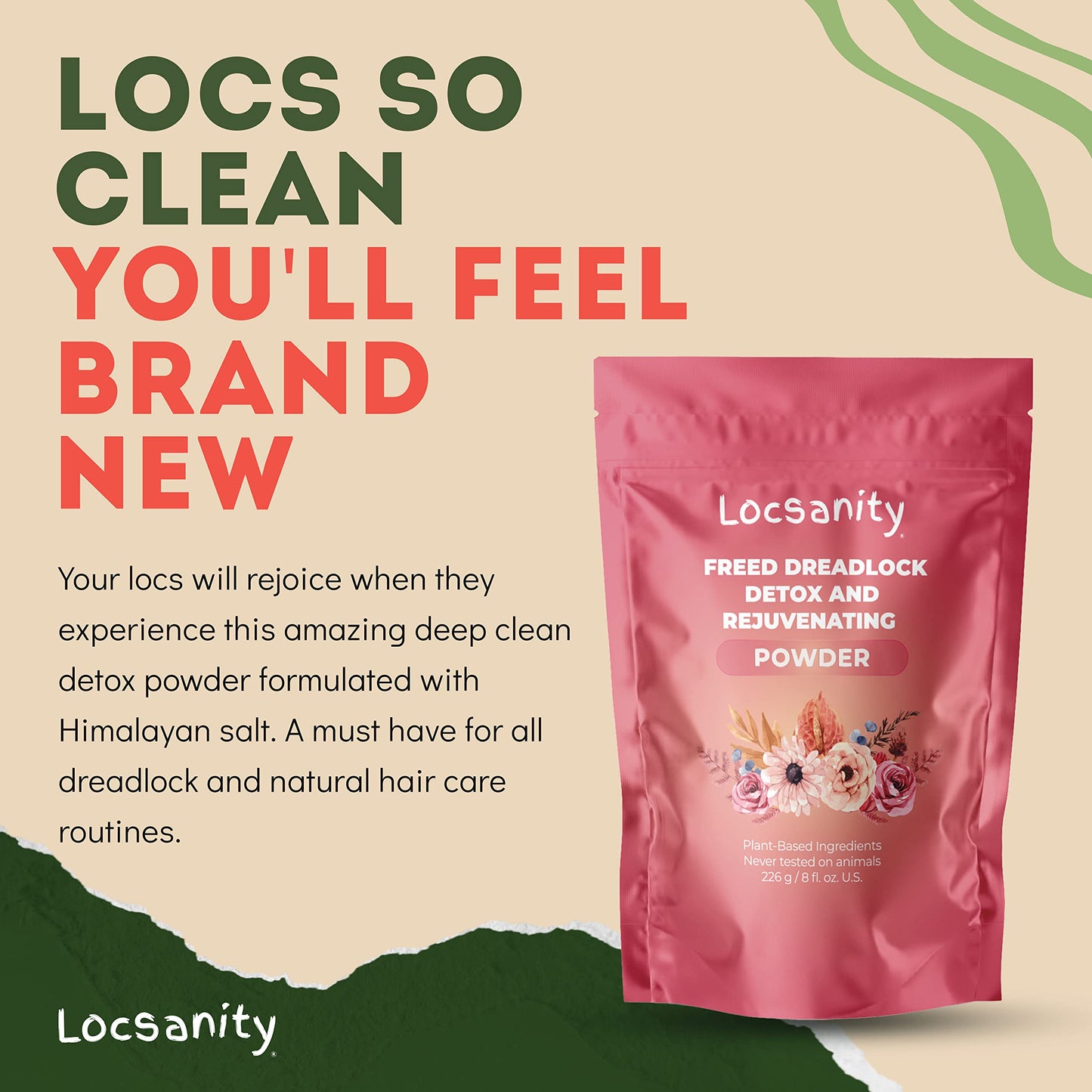Locsanity Dreadlock Hair Scalp Detox - Deep Clean Dreadlock Powder, Cleansing Conditioner - Natural Hair Cleanser for Build Up - ACV Alternative, Loc Care and Maintenance Products