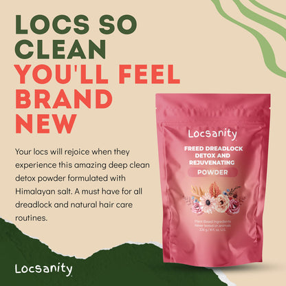 Locsanity Dreadlock Hair Scalp Detox - Deep Clean Dreadlock Powder, Cleansing Conditioner - Natural Hair Cleanser for Build Up - ACV Alternative, Loc Care and Maintenance Products