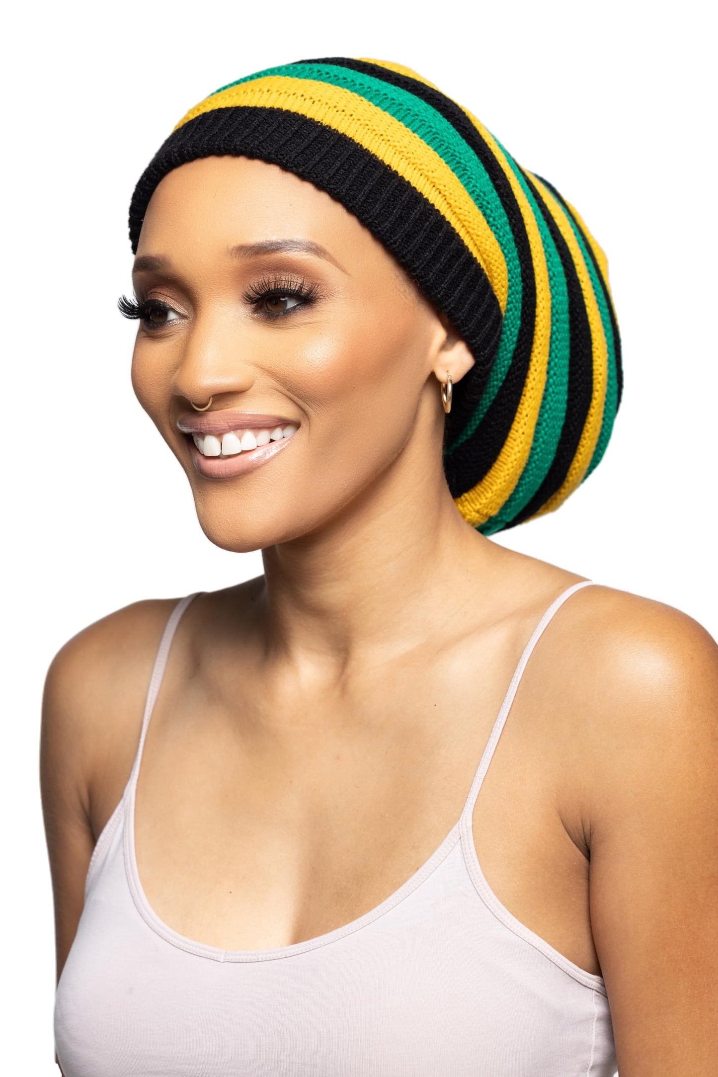 Jamaican Roots Slouchy Beanie Tam Black Green Gold for Men & Women