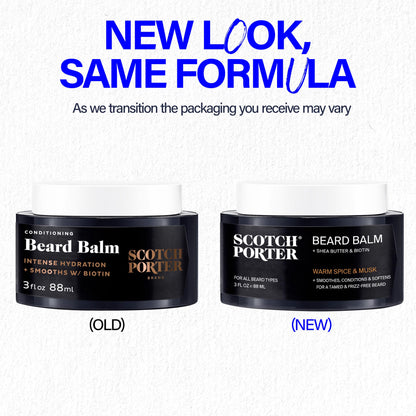 Scotch Porter Conditioning Beard Balm – Smooth, Shape, Moisturize & Soften Coarse, Dry Facial Hair while Encouraging Growth for a Fuller/Healthier-Looking Beard – Miami Duppy Scent, 3 oz. Jar