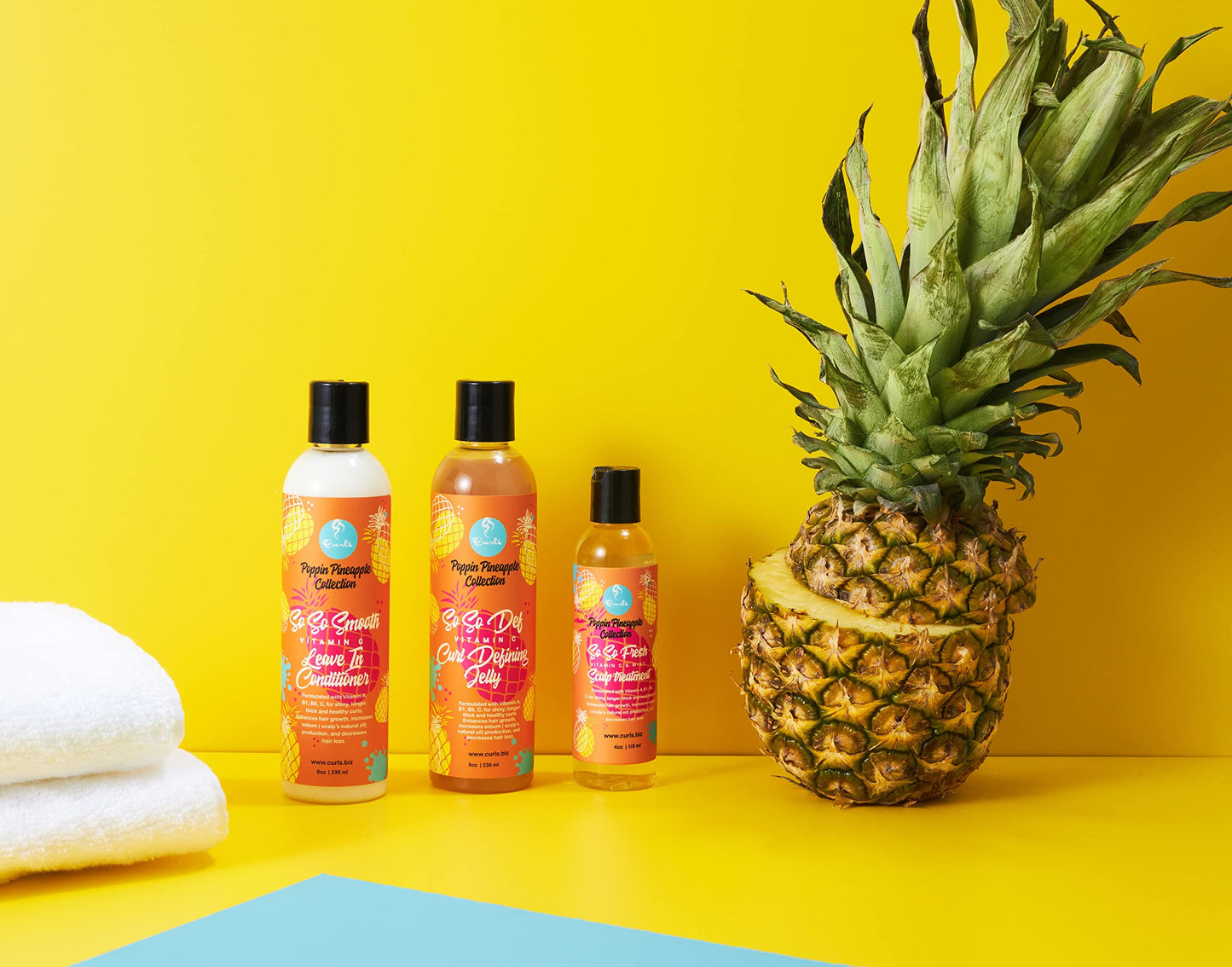 Curls Poppin Pineapple So So Smooth Vitamin C Leave In Conditioner - Conditions & Softens Hair - For Wavy, Curly, and Coily Hair Types, 8 Ounces