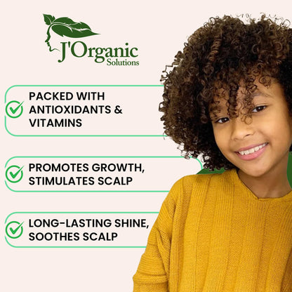 J'Organic Solutions Natural Kid's Hair Growth Stimulator (Hair Grease) with Lanolin, Sweet Almond Oil, and Castor Oil for Soft, Shiny Hair