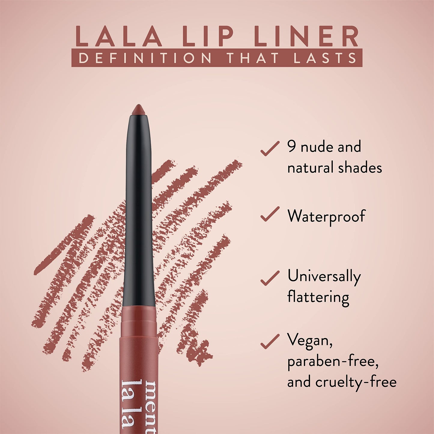 Mented Cosmetics La La Nude , Waterproof Lip Pencil, Natural Nude Vegan and Cruelty-Free Makeup, Matte lip liners for Women