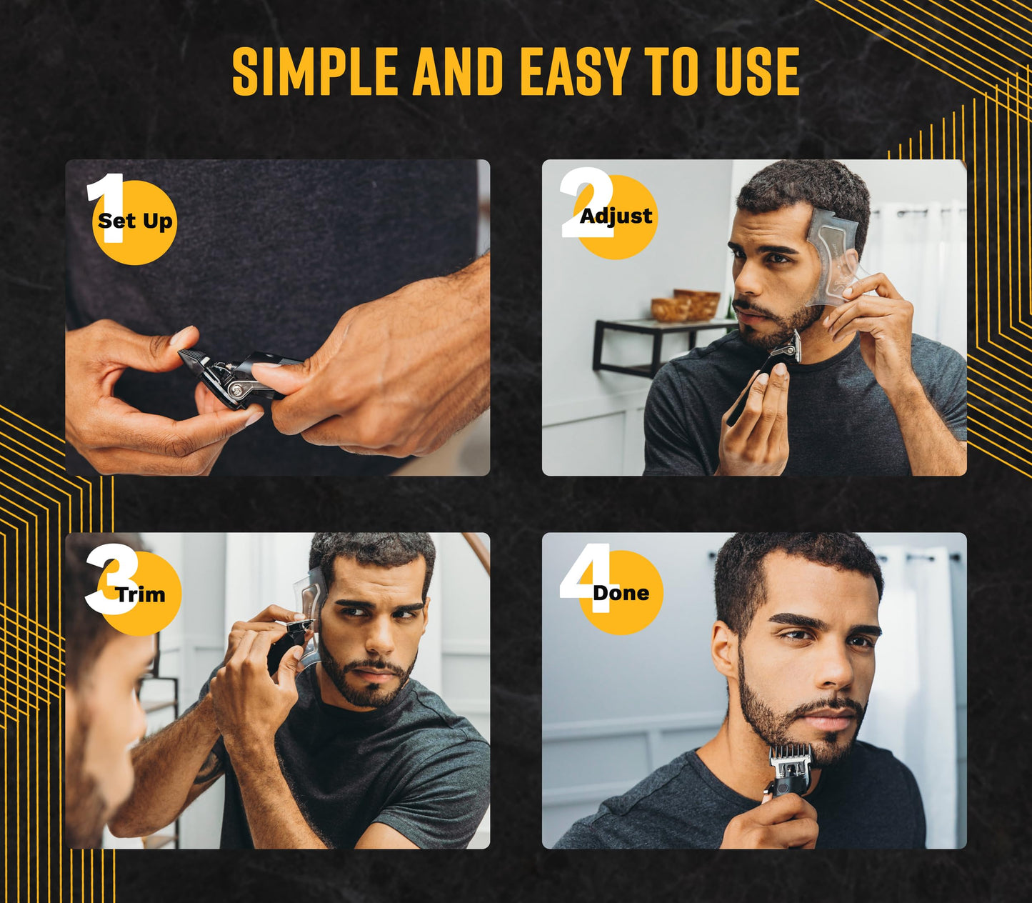 Cordless Trimmer with 4 Guards & Shaping Tool, Clippers Tool for Beginners & Men Shaping & Edging Hairline & Beard, Trim Buddy