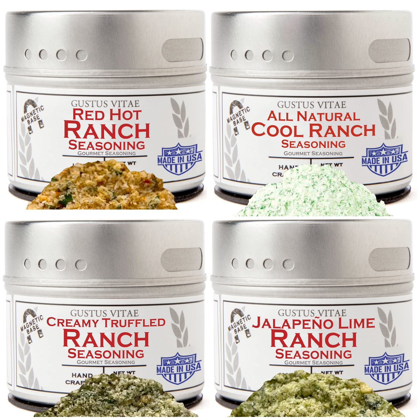 All Ranch Everything Seasoning Collection | 4 All Natural Gourmet Ranch Spice Blends | For Every Occasion | Super Premium, Non GMO | No MSG or Fillers | Artisanal Ranch Mixes | Gustus Vitae
