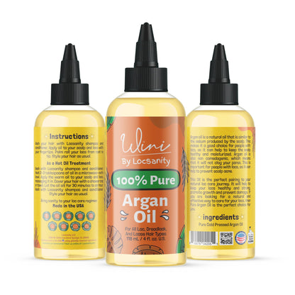 Locsanity Wini 100% Pure Oil 4 Pack, Jojoba, Argan, Coconut, Black Castor, 4 Fl Oz Each
