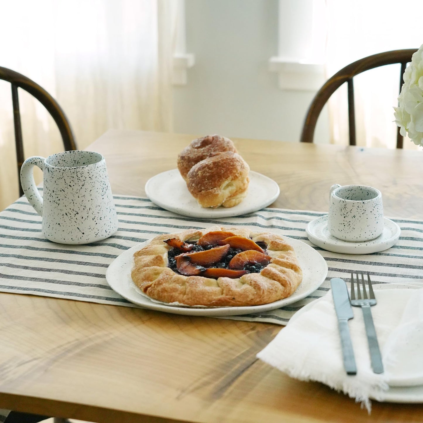 SWEET JULY Edgewater Collection Coffee Mugs Set of Two - Oprah’s Favorite Things 2024 - Durable, Hand-Thrown Ceramic Mugs for Coffee & Tea, 16 oz Capacity - Available in White, Black, Gray, and Chai