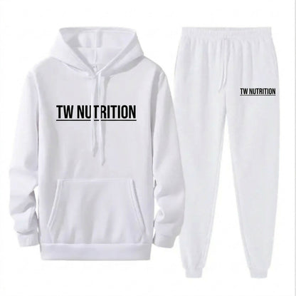TW Nutrition Men's Jogging Tracksuit Hoodie & Pants Set White