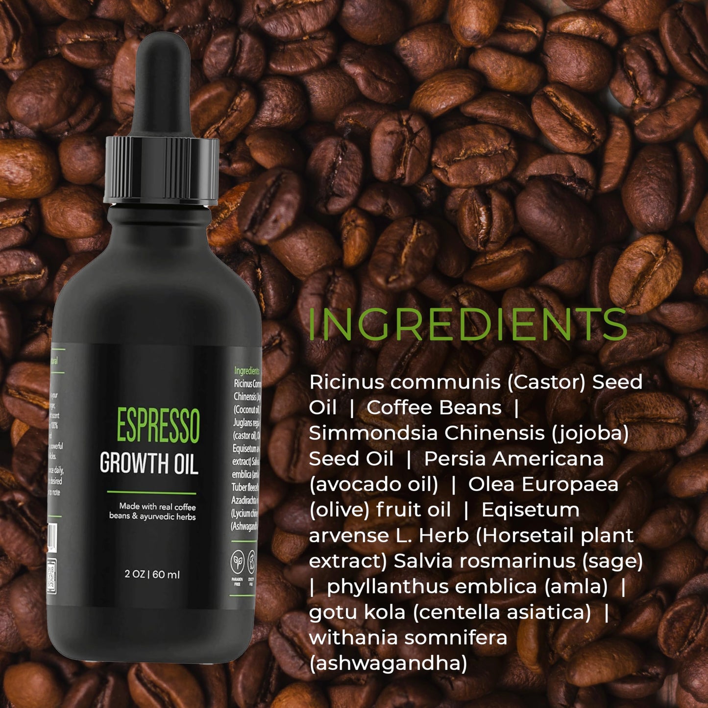 Edge Entity Espresso Hair Growth Oil 2oz – Blend of Castor Oil and Avocado Oil Infused with Coffee Beans, Amla and Ashwagandha for Thicker, Nourished Hair - Ideal for Kinky, Coily and Damaged Hair